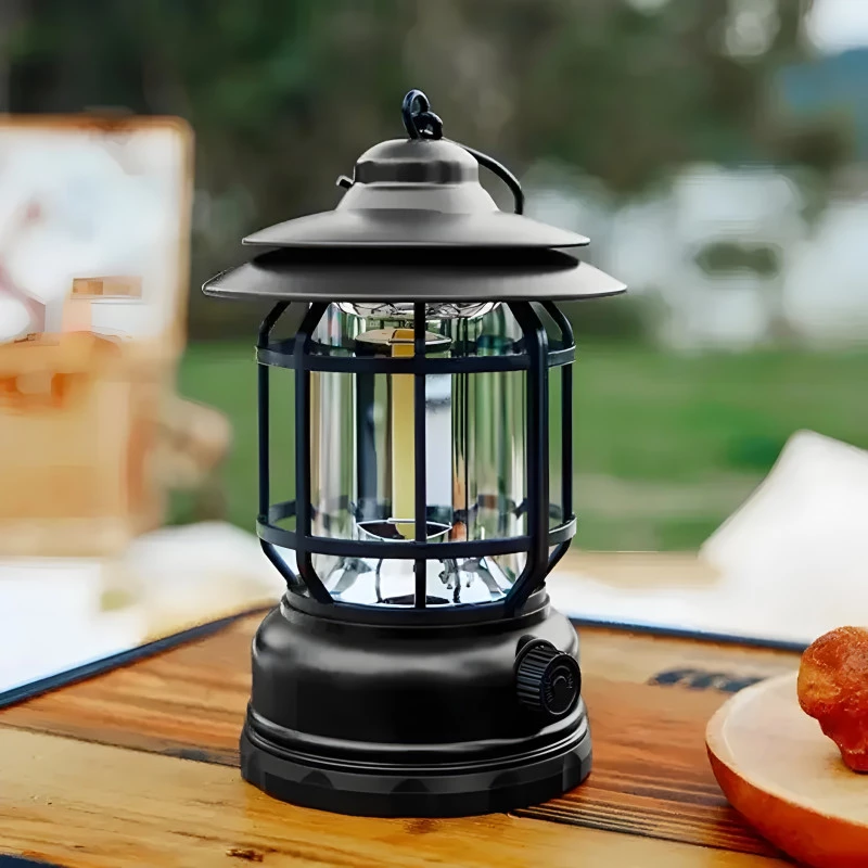 Retro Rechargeable Camping Lantern angle view