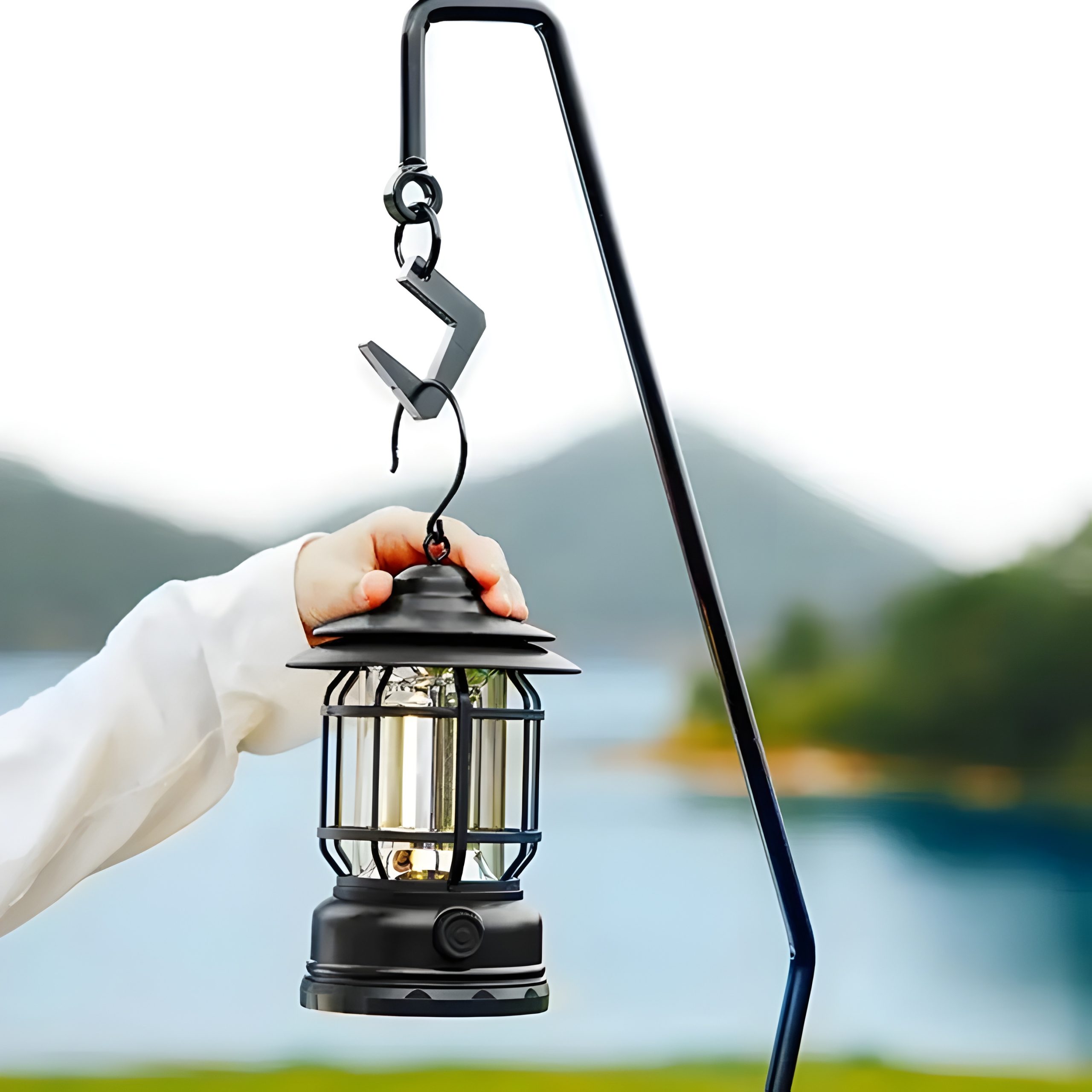 Retro Rechargeable Camping Lantern lifestyle view